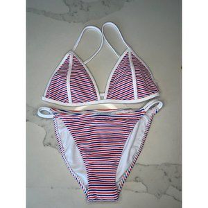 Sand Castle Bikini NWOT size M Red white and Blue striped